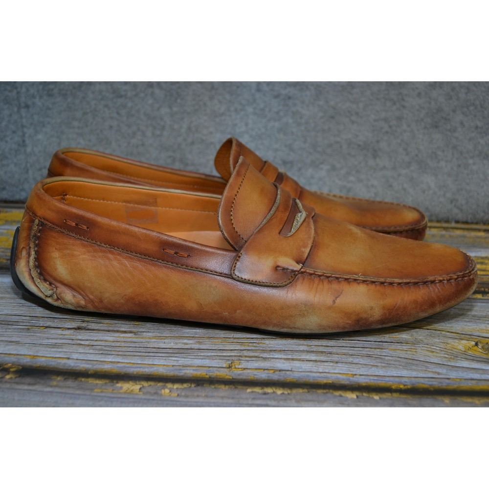Magnanni Shoes Mens 11.5 Brown Leather Penny Loafers Slip On Casual 15759